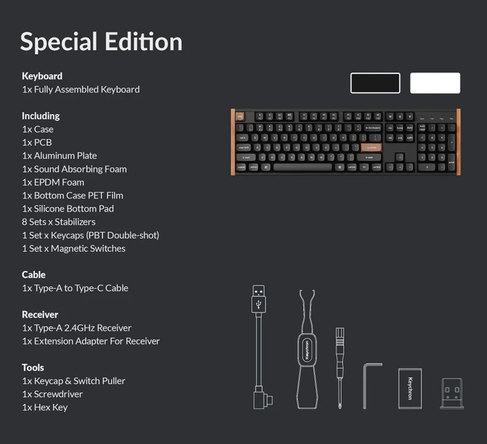 Keychron K10 HE Wireless, Special Edition ISO Black, LEDs RGB, Gateron 2.0 Magnetic Nebula, USB/Bluetooth, DE