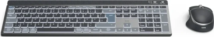 Hama WKM-750 Multi-Device-Tastatur-Maus-Set, blau/grau/schwarz, USB/Bluetooth, DE