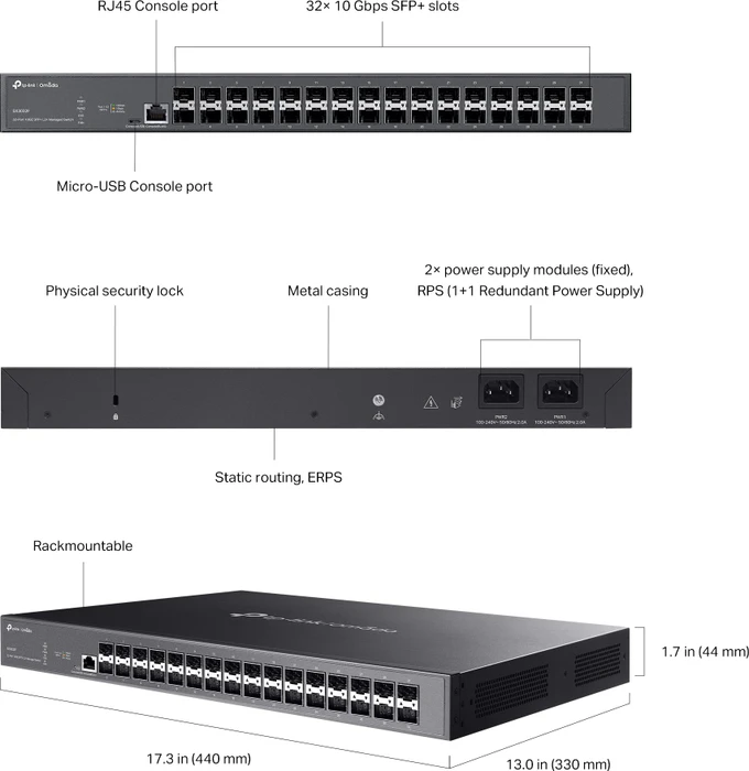 TP-Link Omada SX300 Rackmount 10G Managed Switch, 32x SFP+