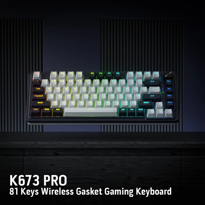 Redragon Ucal K673 Pro, schwarz/weiß, LEDs RGB, Redragon RED, USB/Bluetooth, US