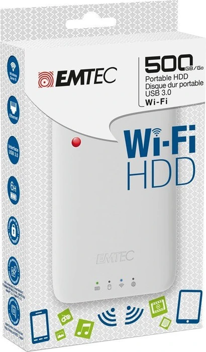 Emtec P600 Wi-Fi HDD 1TB, 1x USB 3.0 Micro-B