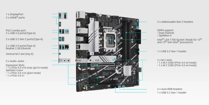 ASUS Prime B760M-AJ D4 (Intel 1700)