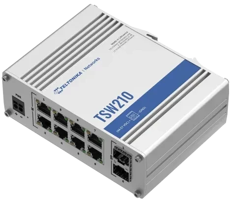 Teltonika TSW Industrial Railmount Gigabit Switch, 8x RJ-45, 2x SFP