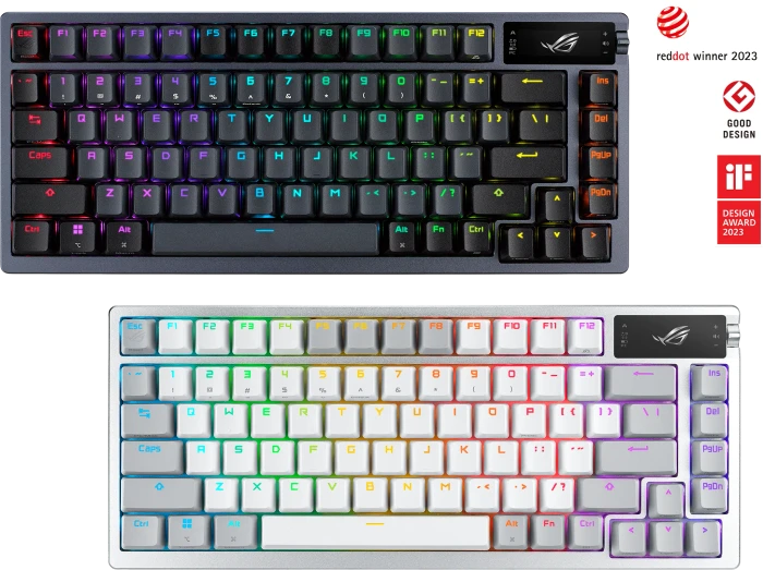 ASUS ROG Azoth White Wireless Gaming Keyboard, PBT, hot-swap, ROG NX SNOW, USB/Bluetooth, DE