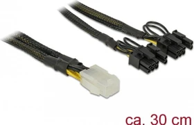 DeLOCK 6-Pin PCIe Buchse auf 2x 6/8-Pin PCIe Stecker, schwarz ummantelt, Adapterkabel, 30cm (85455)