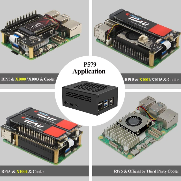 Geekworm Gehäuse für Raspberry Pi 5, kompatibel mit X1001/X1000/X1003/X1004/X1015/M300/M400/Q200, schwarz