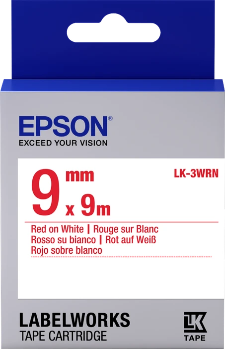 Epson LK-3WRN Beschriftungsband, 9mm, rot/weiß