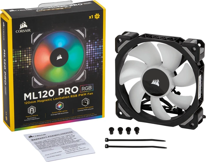 Corsair ML Series ML120 PRO RGB LED Premium Magnetic Levitation Fan, 120mm