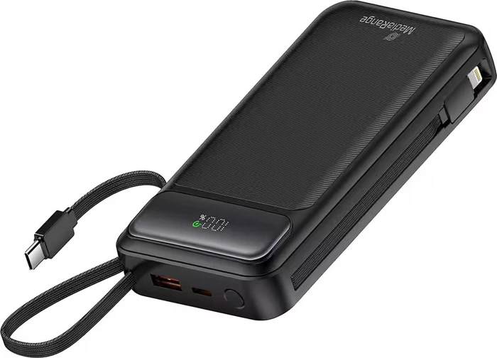 MediaRange Mobile Charger 20000mAh mit integrierten Ladekabeln schwarz