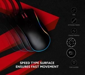 Savio Turbo Dynamic XL Gaming Mauspad, schwarz/rot
