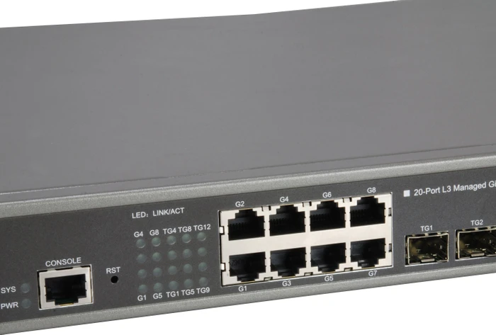 LevelOne GTL Rackmount 10G Managed Switch, 12x SFP+, 8x RJ-45