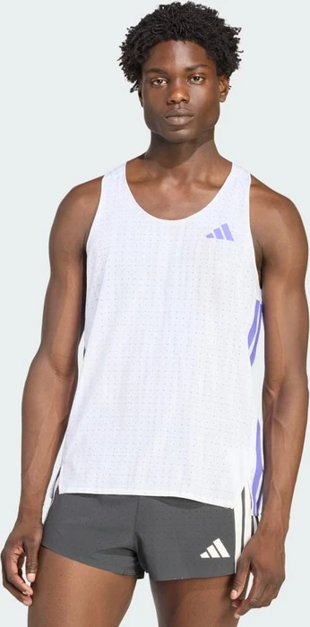 adidas Adizero Singlet Laufshirt ärmellos white/solar purple (Herren)