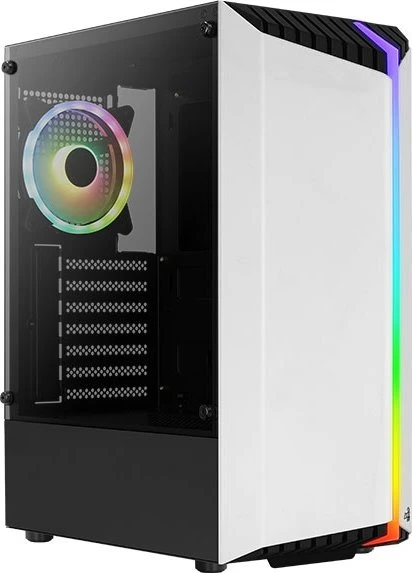 AeroCool Bionic V2, weiß, Lüfter LED RGB, Glasfenster
