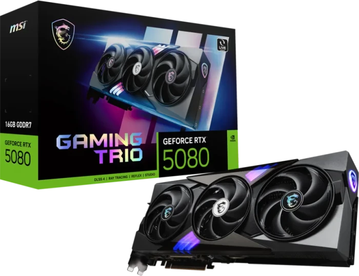 MSI GeForce RTX 5080 16G Gaming Trio, G5080-16GT, 16GB GDDR7, HDMI, 3x DP