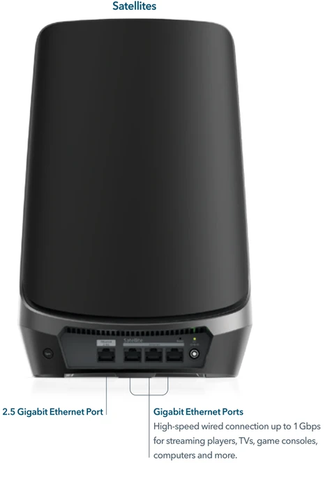 Netgear Orbi Wi-Fi 6E, 960 Serie RBKE963B, AXE11000, schwarz, Router und 2x Repeater Set, 3er-Bundle