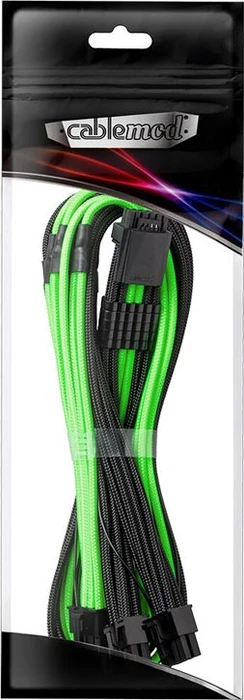 CableMod C-Series Pro ModMesh 12VHPWR for Corsair, 3x 8-Pin PCIe Stecker auf 16-Pin PCIe 5.0 12VHPWR Stecker, Adapterkabel, schwarz/hellgrün, 60cm