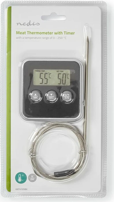 Nedis Fleisch-Thermometer schwarz digital