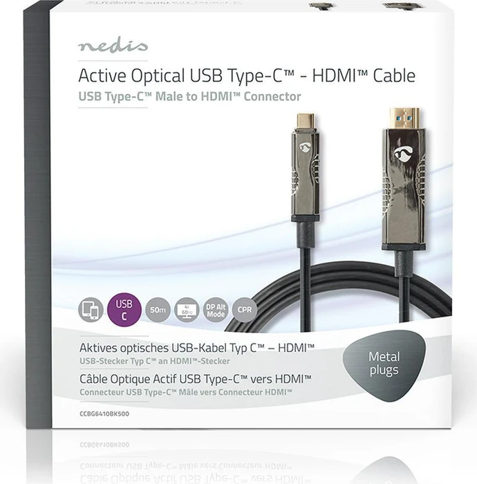 Nedis USB-C 3.1 [Stecker] auf HDMI [Stecker] 4K 60Hz Adapterkabel schwarz, 50m