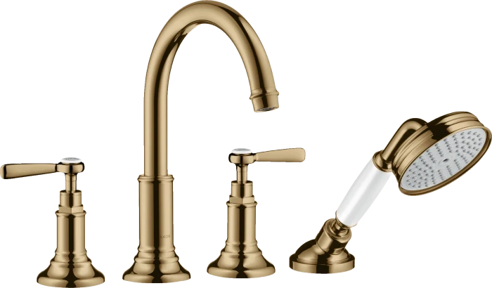 Hansgrohe Axor Montreux 4-Loch Fliesenrandarmatur mit Hebelgriffen polished bronze