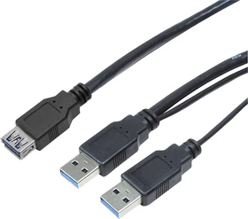 LogiLink USB 3.0 Y-Stromkabel 1x USB-A 3.0 Buchse auf 2x USB-A 3.0 Stecker, 0.3m (CU0070)
