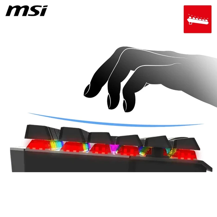 MSI STRIKE 600 V2 Silent Gaming Keyboard, LEDs RGB, Kailh Midnight Pro Silent Tactile, USB, FR