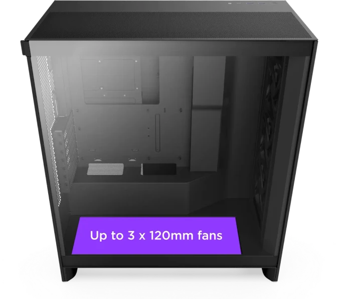 NZXT H7 Flow [2024] Matte Black, Glasfenster