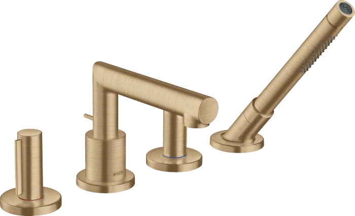 Hansgrohe Axor Uno 4-Loch Wannenrandarmatur mit Zerogriffen brushed bronze