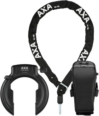 AXA Imenso Large Retractable + ULC 5.5-130 Einsteckkette Set inkl. Tasche Rahmenschloss, Schlüssel