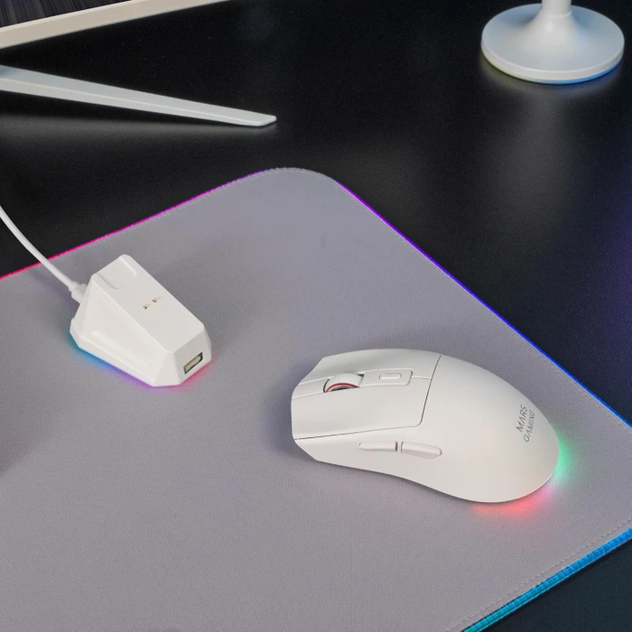 Mars Gaming MM-T3 Tri-Mode Wireless mit Ladestation, weiß, USB/Bluetooth