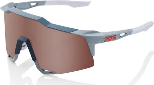 100% Speedcraft soft tact stone grey/hiper crimson silver mirror lens