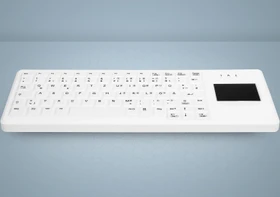 Contour Design Active Key Kabellose desinfizierbare Hygiene-Tastatur mit Touchpad, vollversiegelt, weiß, USB, DE (AK-C4400F-GFUS-W/GE)