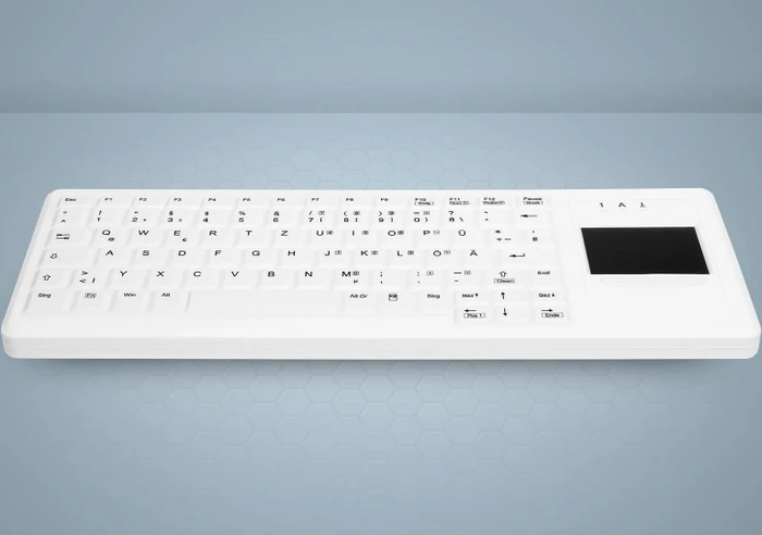 Contour Design Active Key Kabellose desinfizierbare Hygiene-Tastatur mit Touchpad, vollversiegelt, weiß, USB, DE