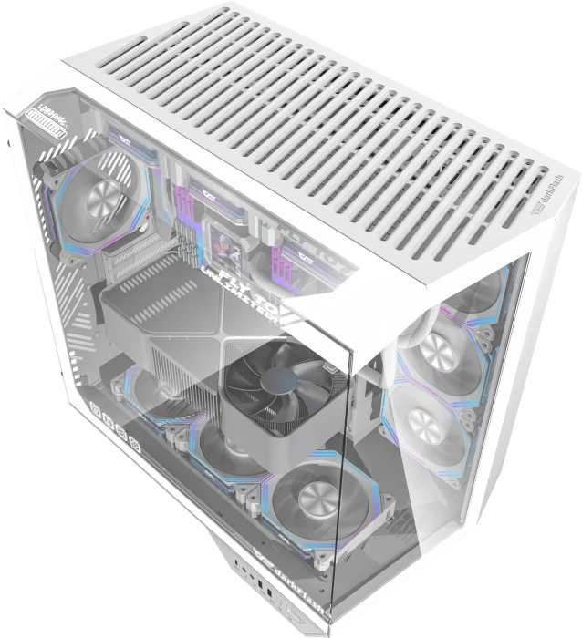 DarkFlash DY470 Ice White, inkl. Lüfter, Glasfenster