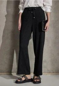 Street One Straight Leg Struktur Hose schwarz (Damen)