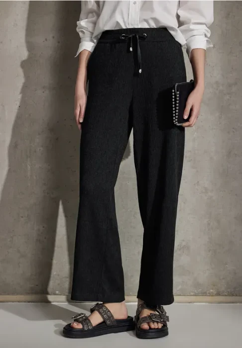 Street One Straight Leg Struktur Hose schwarz (Damen)