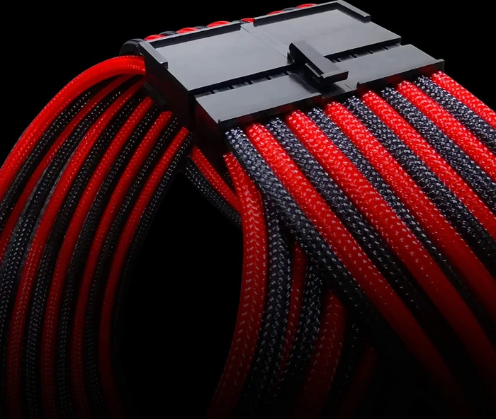 EZDIY-FAB Cable Extension Kit, 1x 24-Pin, 1x 4/8-Pin ATX, 2x 6-Pin PCIe, 16AWG, 2x 8-Pin PCIe, 16 AWG Nylon, rot/schwarz