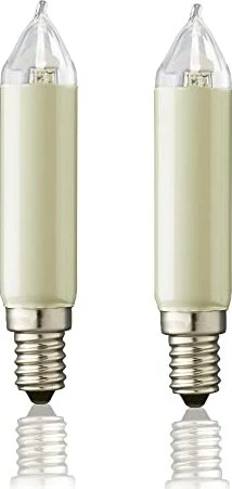 Hellum Schaftkerze 8-55V Ersatzbirne für Weihnachtsbeleuchtung 0.6W E14, 2 Stück
