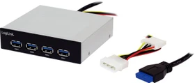 LogiLink USB-Hub Metallgehäuse 4-port, USB 3.0, Multifunktionspanel