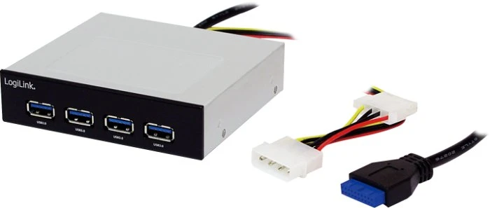 LogiLink USB-Hub Metallgehäuse 4-port, USB 3.0, Multifunktionspanel