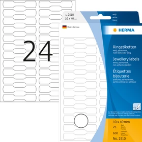 Herma Ringetiketten, 10x49mm, weiß, 25 Blatt (600 Etiketten)