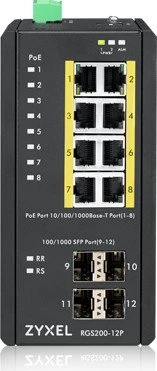 Zyxel RGS200 Railmount Gigabit Managed Switch, 8x RJ-45, 4x SFP, 240W PoE+