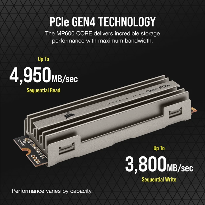 Corsair Force Series MP600 Core 2TB, M.2 2280 / M-Key / PCIe 4.0 x4, Kühlkörper
