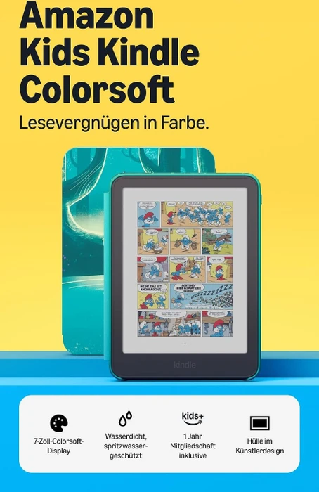 Amazon Kindle Colorsoft (3. Generation), 16GB Flash, Kids Edition, ohne Werbung, inkl. Hülle Zauberwald [2026]