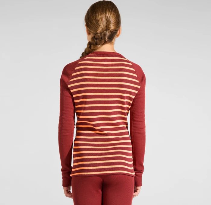 Odlo Active Warm Eco Stripes Funktionsshirt langarm spiced apple/live wire (Junior)