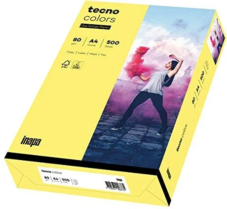 inapa tecno colors Universalpapier mittelgelb, A4, 80g/m², 500 Blatt