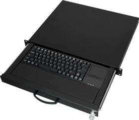 aixcase Tastaturschublade 1HE mit Tastatur + Touchpad für 19"-Rack, Tastaturschublade, DE