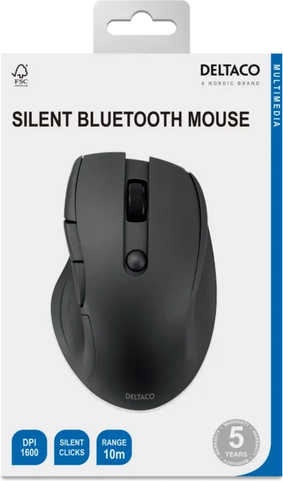 Deltaco Silent Bluetooth Office Mouse schwarz, Bluetooth