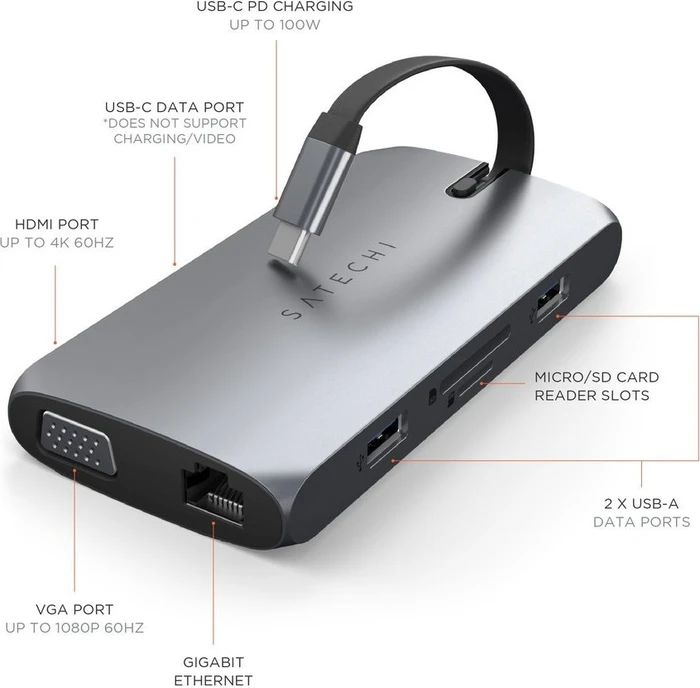 Satechi USB-C On-the-Go Multi-Port Adapter, USB-C 3.0 [Buchse]
