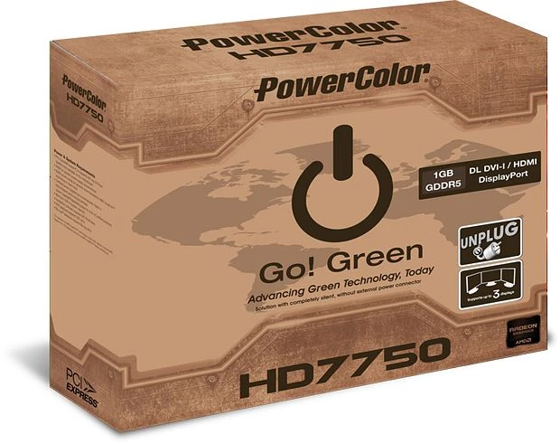 PowerColor Radeon HD 7750 Go! Green, 1GB GDDR5, DVI, HDMI, DP