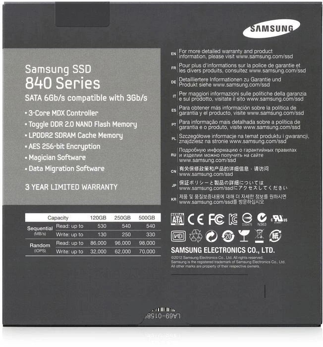 Samsung SSD 840 250GB, 2.5" / SATA 6Gb/s